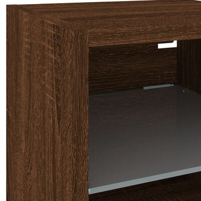 vidaXL TV Wall Cabinets with LED Lights 2 pcs Brown Oak 30x28.5x30 cm