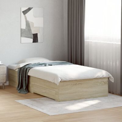 vidaXL Bed Frame with Drawers without Mattress Sonoma Oak 90x200 cm