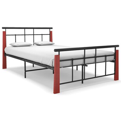 vidaXL Bed Frame without Mattress Metal and Solid Oak Wood 120x200 cm