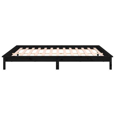 vidaXL LED Bed Frame without Mattress Black 120x190 cm Small Double Solid Wood