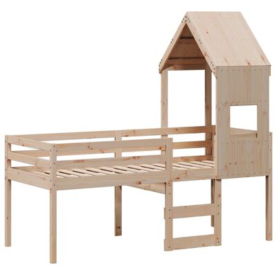 vidaXL High Sleeper Bed without Mattress 75x190 cm Small Single Solid Wood Pine