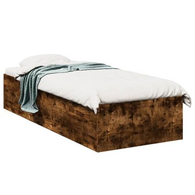 vidaXL Bed Frame without Mattress Smoked Oak 75x190 cm Small Single Engineered Wood