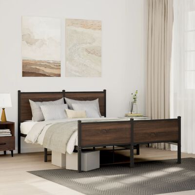 vidaXL Metal Bed Frame without Mattress Brown Oak 140x200 cm