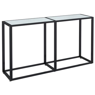 vidaXL Console Table White Marble 140x35x75.5cm Tempered Glass