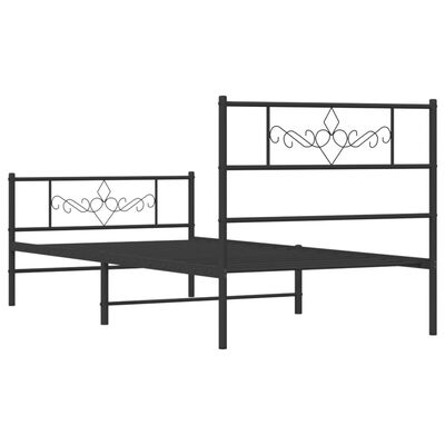 vidaXL Metal Bed Frame without Mattress with Footboard Black 100x190 cm