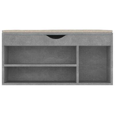 vidaXL Shoe Bench with Cushion Concrete Grey 104x30x49 cm Engineered Wood