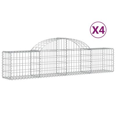 vidaXL Arched Gabion Baskets 4 pcs 200x30x40/60 cm Galvanised Iron