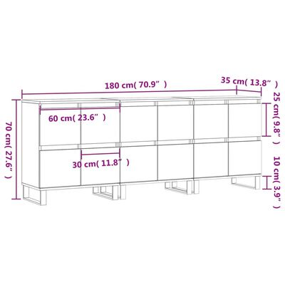 vidaXL Sideboards 3 pcs Grey Sonoma Engineered Wood