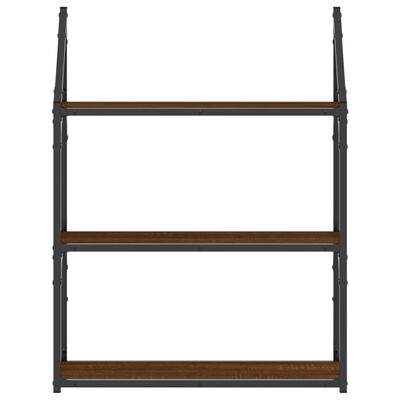 vidaXL 3-Tier Wall Shelf Brown Oak 60x21x78.5 cm Engineered Wood