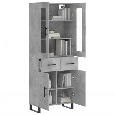 vidaXL Highboard Concrete Grey 69.5x34x180 cm Engineered Wood