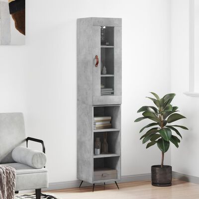 vidaXL Highboard Concrete Grey 34.5x34x180 cm Engineered Wood