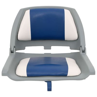 vidaXL 4 Piece Foldable Boat Seat Set with Blue-white Pillow