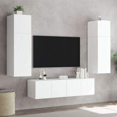 vidaXL TV Wall Cabinet with LED Lights White 80x35x31 cm