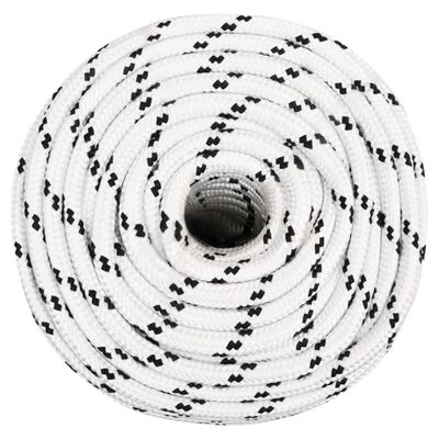 vidaXL Braided Boat Rope White 14 mmx100 m Polyester