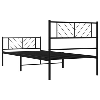 vidaXL Metal Bed Frame without Mattress with Footboard Black 100x200 cm