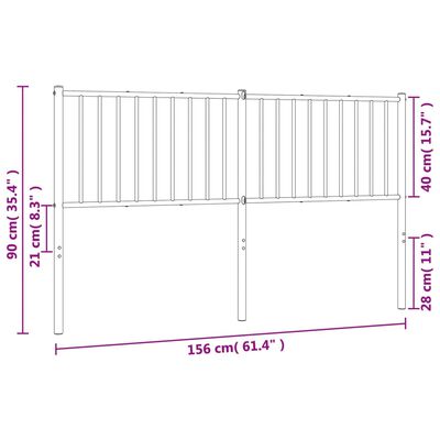 vidaXL Metal Headboard White 150 cm