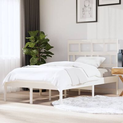 vidaXL Bed Frame without Mattress White Solid Wood 120x200 cm (810013+814185)