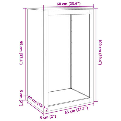 vidaXL Firewood Rack White 60x40x100 cm Steel