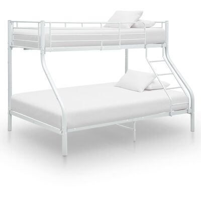 vidaXL Bunk Bed Frame without Mattress White Metal 140x200 cm/90x200 cm