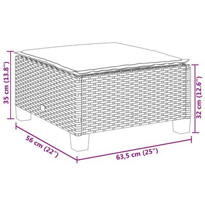 vidaXL Garden Stool with Cushion Grey 63.5x56x32 cm Poly Rattan