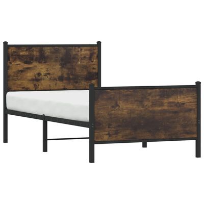 vidaXL Metal Bed Frame without Mattress Smoked Oak 75x190 cm Small Single