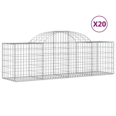 vidaXL Arched Gabion Baskets 20 pcs 200x50x60/80 cm Galvanised Iron