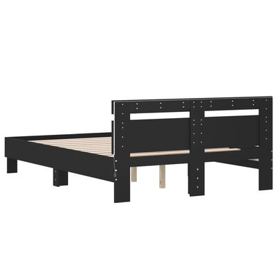 vidaXL Bed Frame with LED without Mattress Black 120x190 cm Small Double