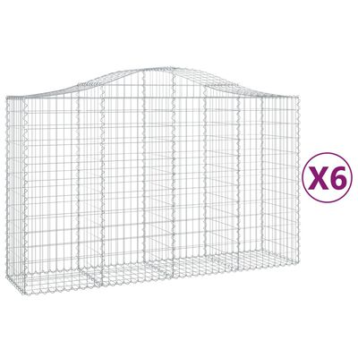 vidaXL Arched Gabion Baskets 6 pcs 200x50x120/140 cm Galvanised Iron