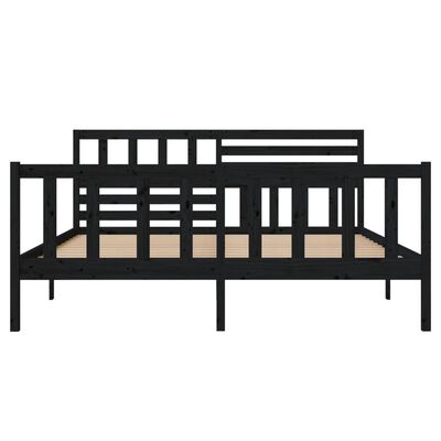 vidaXL Bed Frame without Mattress Black Solid Wood 140x190 cm (810066+814148)