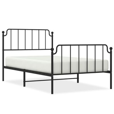 vidaXL Metal Bed Frame without Mattress with Footboard Black 107x203 cm