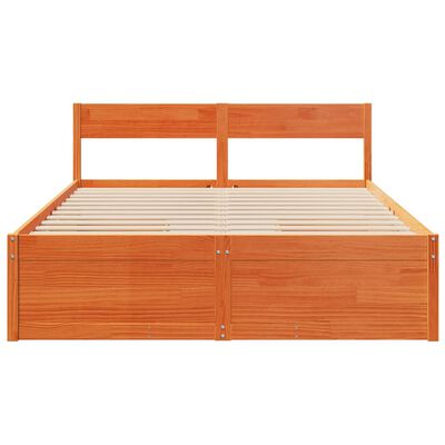 vidaXL Bed Frame without Mattress Wax Brown 140x200 cm Solid Wood Pine