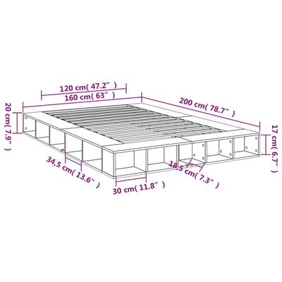 vidaXL Bed Frame without Mattress Sonoma Oak 160x200 cm