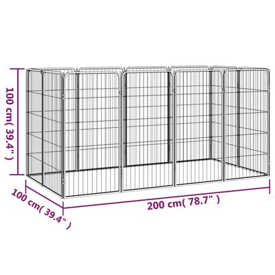 vidaXL 12-Panel Dog Playpen Black 50x100 cm Powder-coated Steel