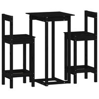 vidaXL 3 Piece Bar Set Black Solid Wood Pine