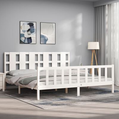 vidaXL Bed Frame without Mattress White Solid Wood Pine