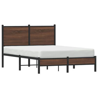 vidaXL Metal Bed Frame without Mattress Brown Oak 120x190 cm Small Double