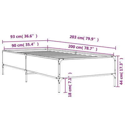 vidaXL Bed Frame without Mattress Sonoma Oak 90x200 cm