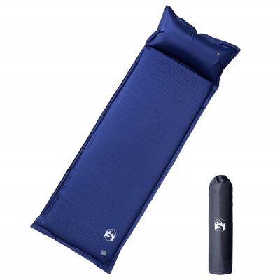 vidaXL Self Inflating Camping Mattress with Pillow 1-Person Navy Blue