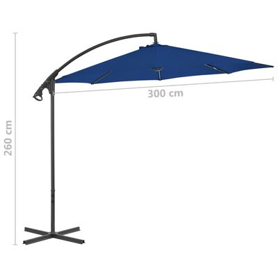 vidaXL Cantilever Garden Parasol with Steel Pole 300 cm Azure Blue