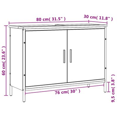 vidaXL Bathroom Sink Cabinet Brown Oak 80x30x60 cm Engineered Wood