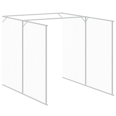 vidaXL Dog House with Run Light Grey 165x455x181 cm Galvanised Steel