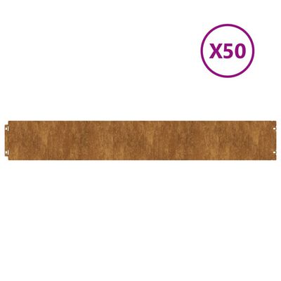 vidaXL Lawn Edgings 50 pcs 15x103 cm Flexible Corten steel