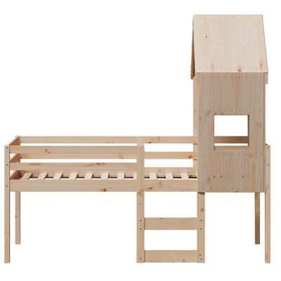 vidaXL High Sleeper Bed without Mattress 75x190 cm Small Single Solid Wood Pine