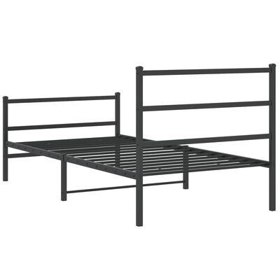 vidaXL Metal Bed Frame without Mattress with Footboard Black 107x203 cm