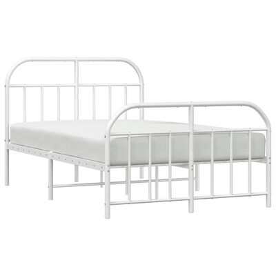 vidaXL Metal Bed Frame without Mattress with Footboard White 120x200 cm