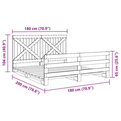 vidaXL Bed Frame without Mattress with Headboard 180x200 cm Super King Solid Wood