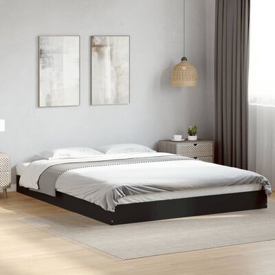 vidaXL Bed Frame without Mattress Black 150x200 cm King Size Engineered Wood