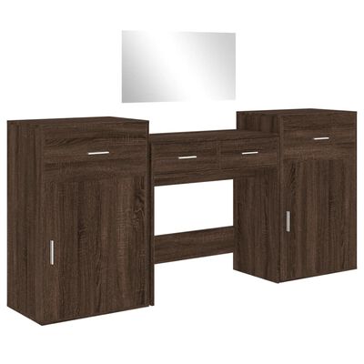 vidaXL 4 Piece Dressing Table Set Brown Oak Engineered Wood