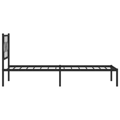 vidaXL Metal Bed Frame without Mattress with Headboard Black 100x190 cm