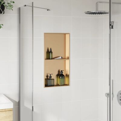 vidaXL Shower Niche Brushed Gold 32x62x9 cm Stainless Steel